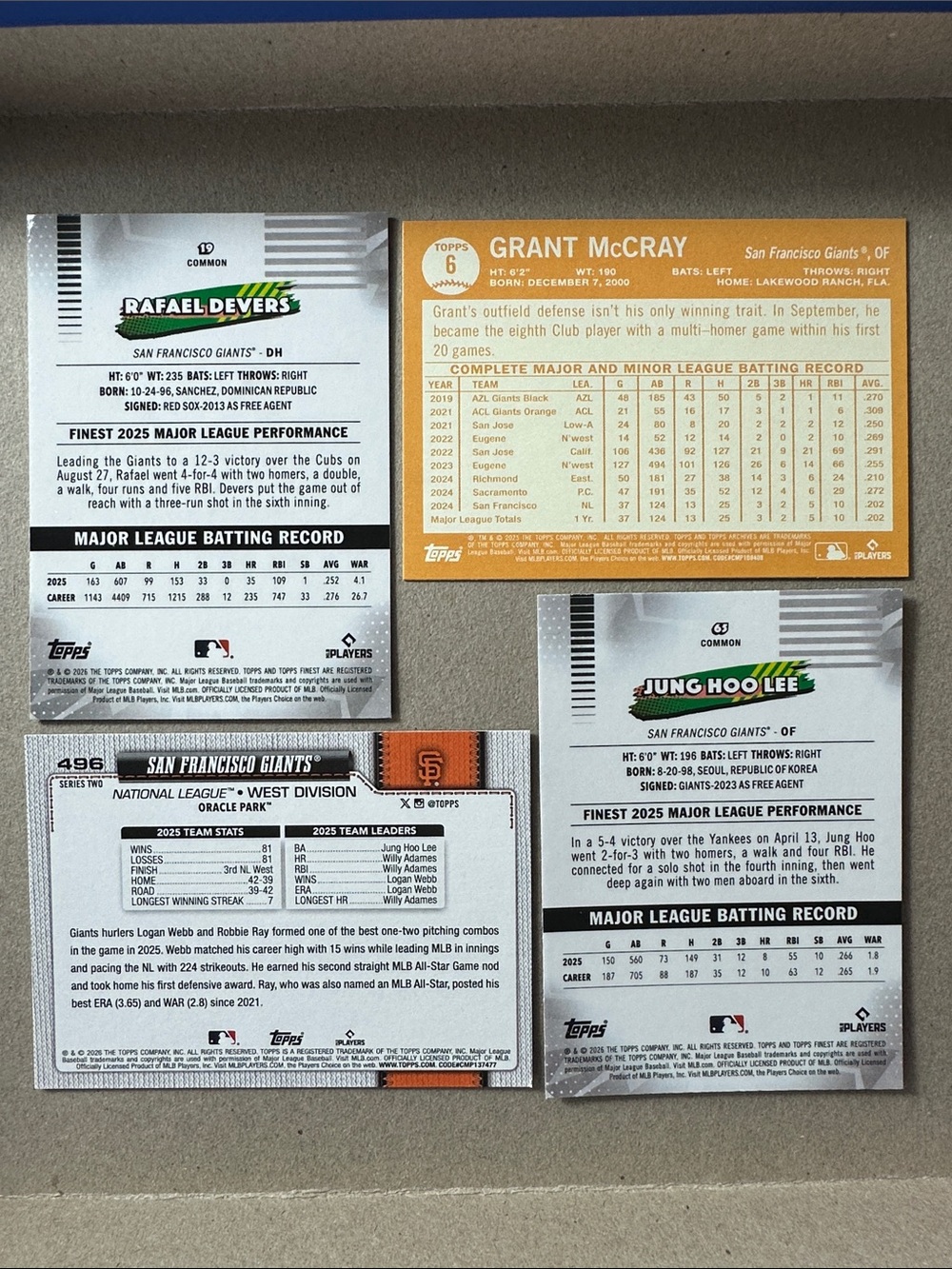 4 Bryce Eldridge rookies in Giants lot of 22 + Matt Chapman/Jung Hoo Lee/Devers - Picture 16 of 16